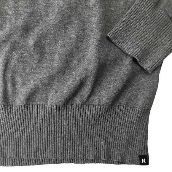 Hurley V Neck Sweater Men's XL Pullover Gray Long Sleeve 100% Cotton Casual Knit - Picture 8 of 10